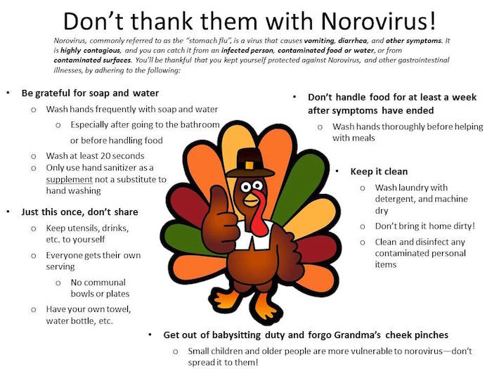 An example of a student-created flyer to prevent the spread of norovirus. Courtesy of the Office of Health Promotion.